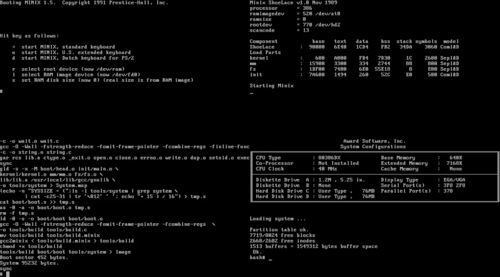 Скриншот консоли или информации о загрузке ранней версии ядра Linux