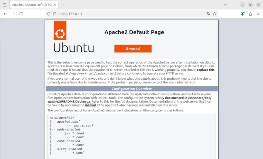 Страница phpinfo(), отображающая информацию о PHP после установки LAMP-сервера