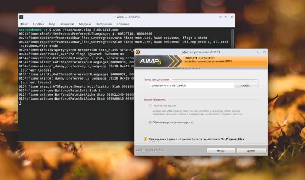Запуск программы для Windows в Linux через Wine в терминале
