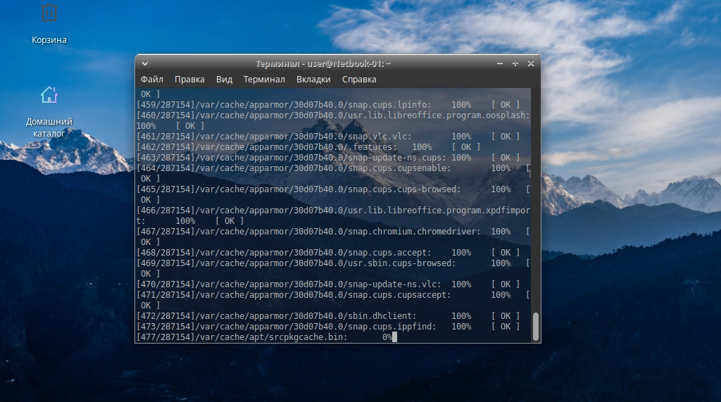 Дефрагментация раздела ext4 в Linux с помощью команды xfs_fsr в терминале