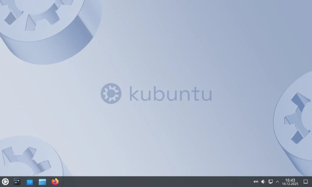 Рабочий стол Kubuntu 24.04 с KDE Plasma 6, демонстрирующий обновленный стиль Breeze, глобальное меню и информационное окно о сессии Wayland.