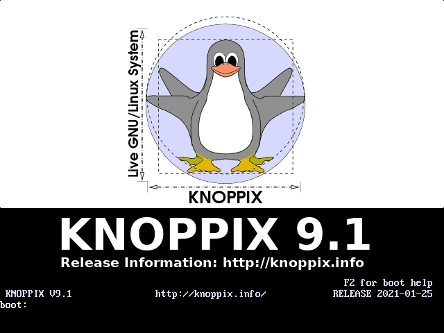 Загрузочное меню KNOPPIX V9.1