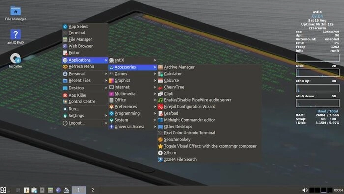 Старый нетбук Asus Eee PC с загруженным antiX
