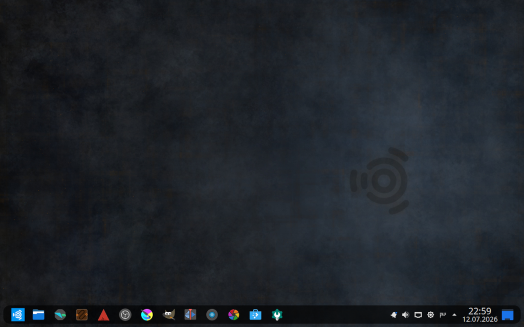 Рабочий стол Ubuntu Studio 26.04 с нижней панелью (Windows-подобный стиль по умолчанию).